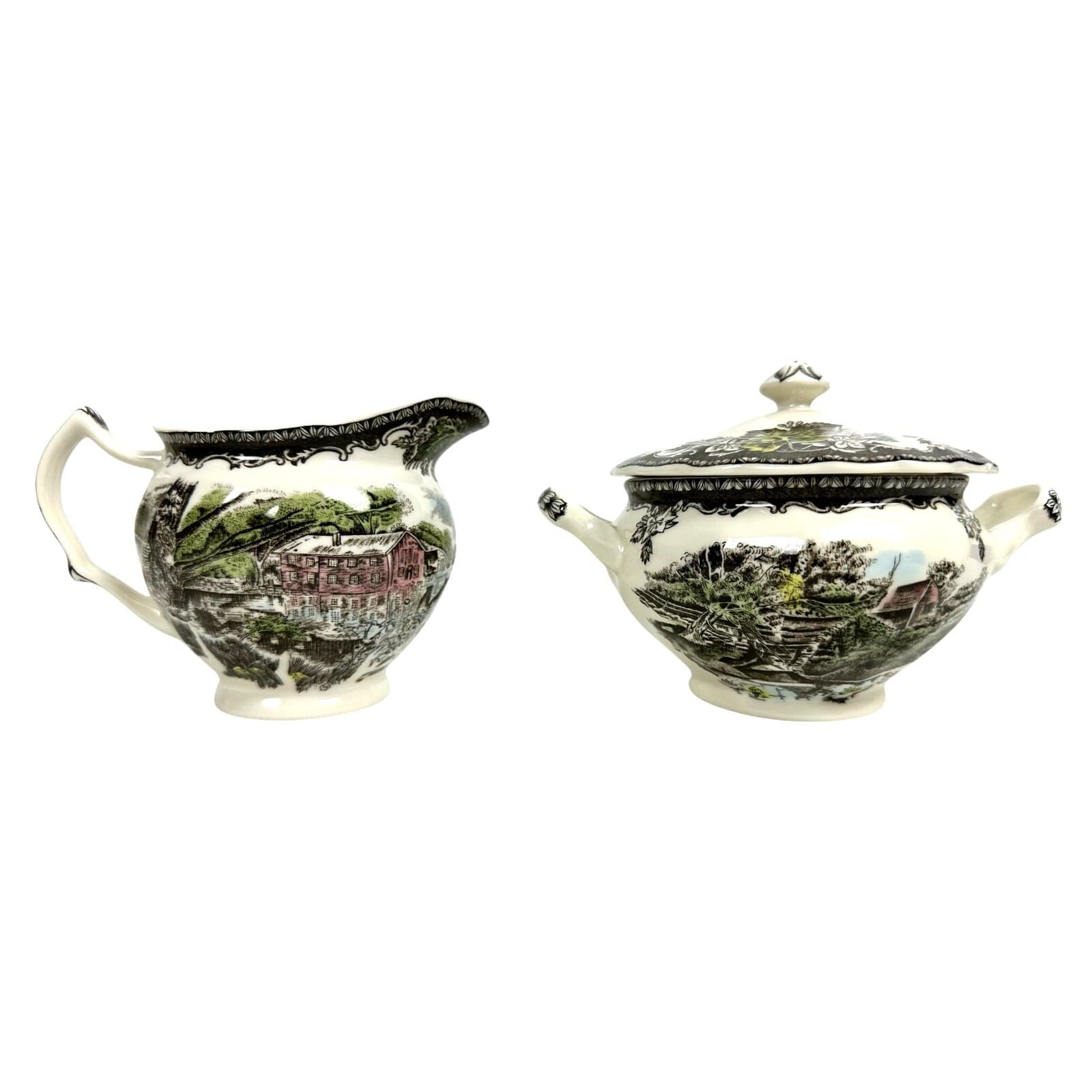 Johnson Bros Friendly Village England Vintage Creamer & Sugar Bowl w/Lid - Thumbnail 4