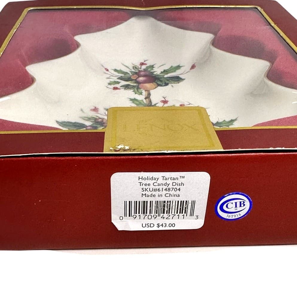 Lenox Holiday Tartan Tree Candy Dish Excellent Condition in Box - Thumbnail 3