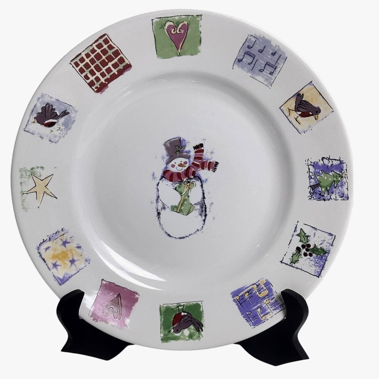 Gibson Concord Collection 2001 Snowman Patchwork 3-PC Place Setting-Excellent - Thumbnail 2