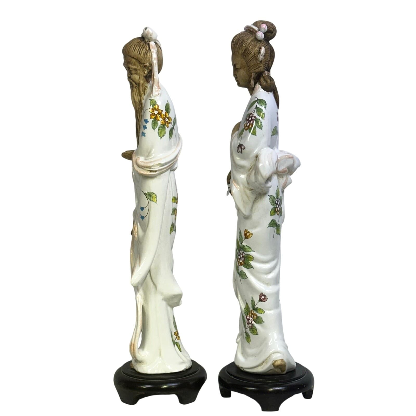 Ugo Zaccagnini Style Porcelain Chinese Man and Woman 22.5" Vintage Figurines - Thumbnail 11
