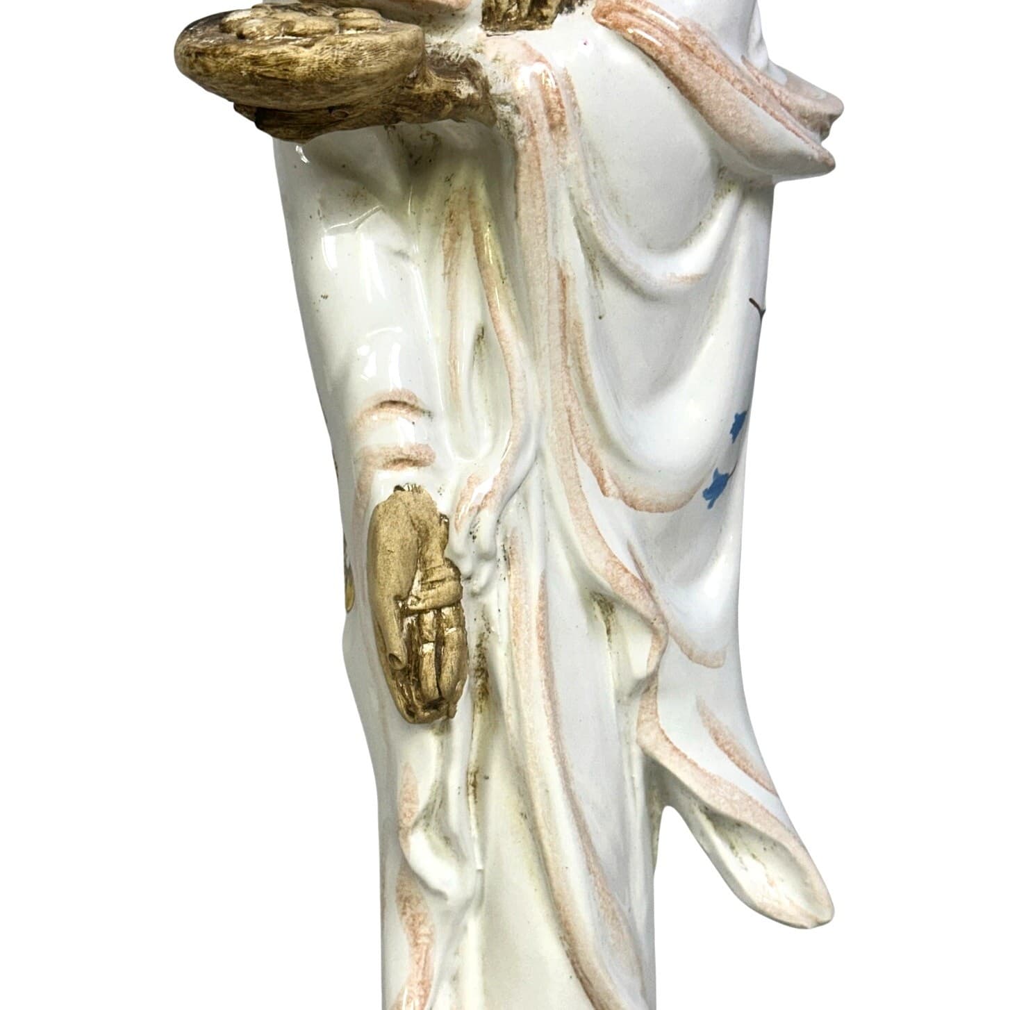 Ugo Zaccagnini Style Porcelain Chinese Man and Woman 22.5" Vintage Figurines - Thumbnail 5