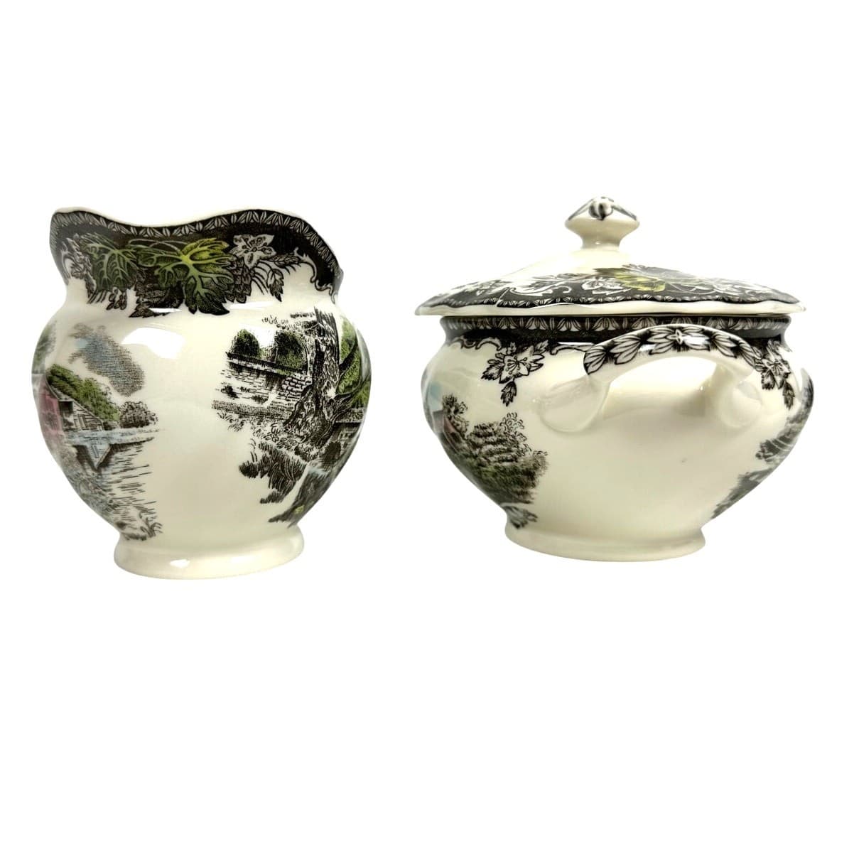 Johnson Bros Friendly Village England Vintage Creamer & Sugar Bowl w/Lid - Thumbnail 2