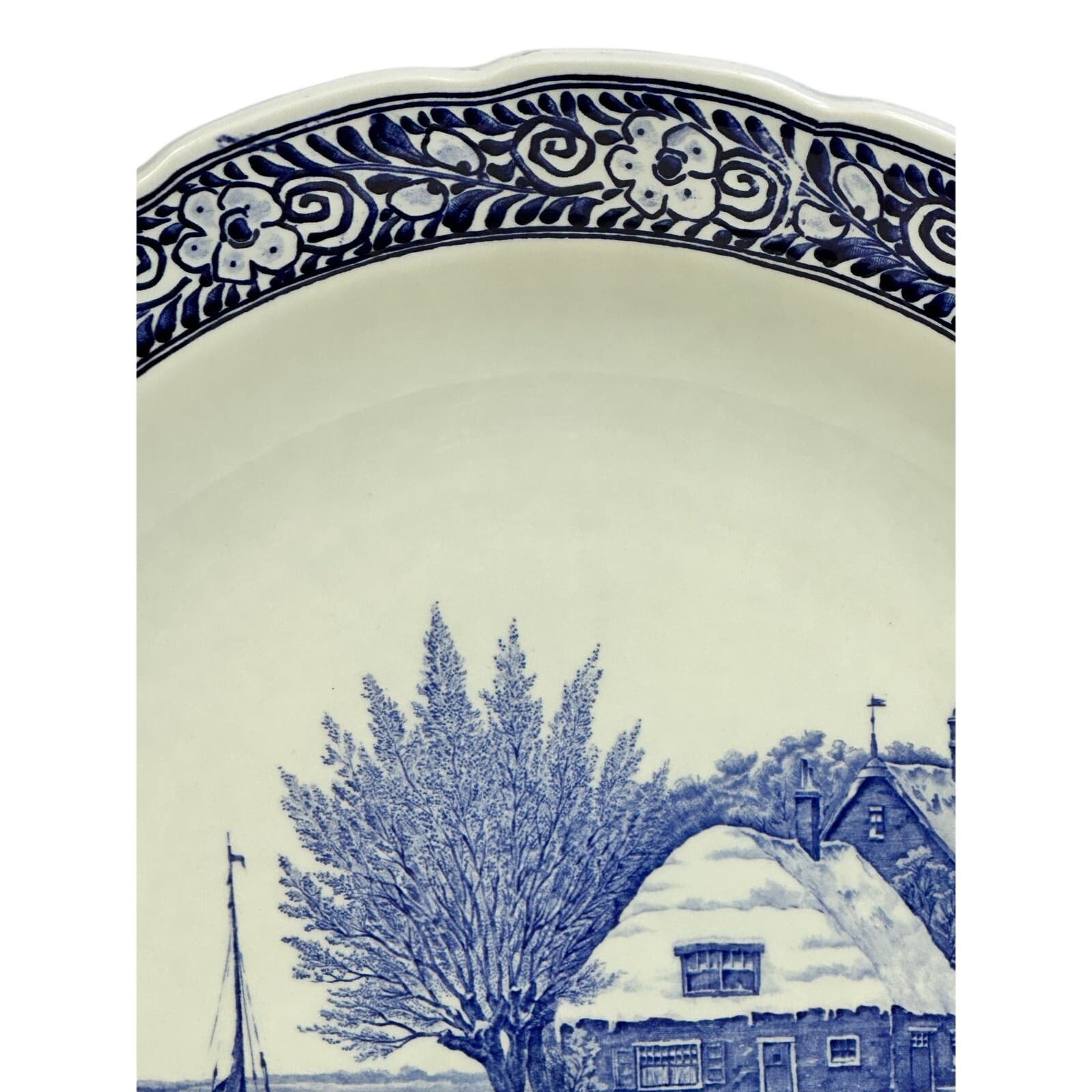 Royal Sphinx Maastricht Delftware MidCentury Hand Painted 15.75" Charger Platter - Thumbnail 5