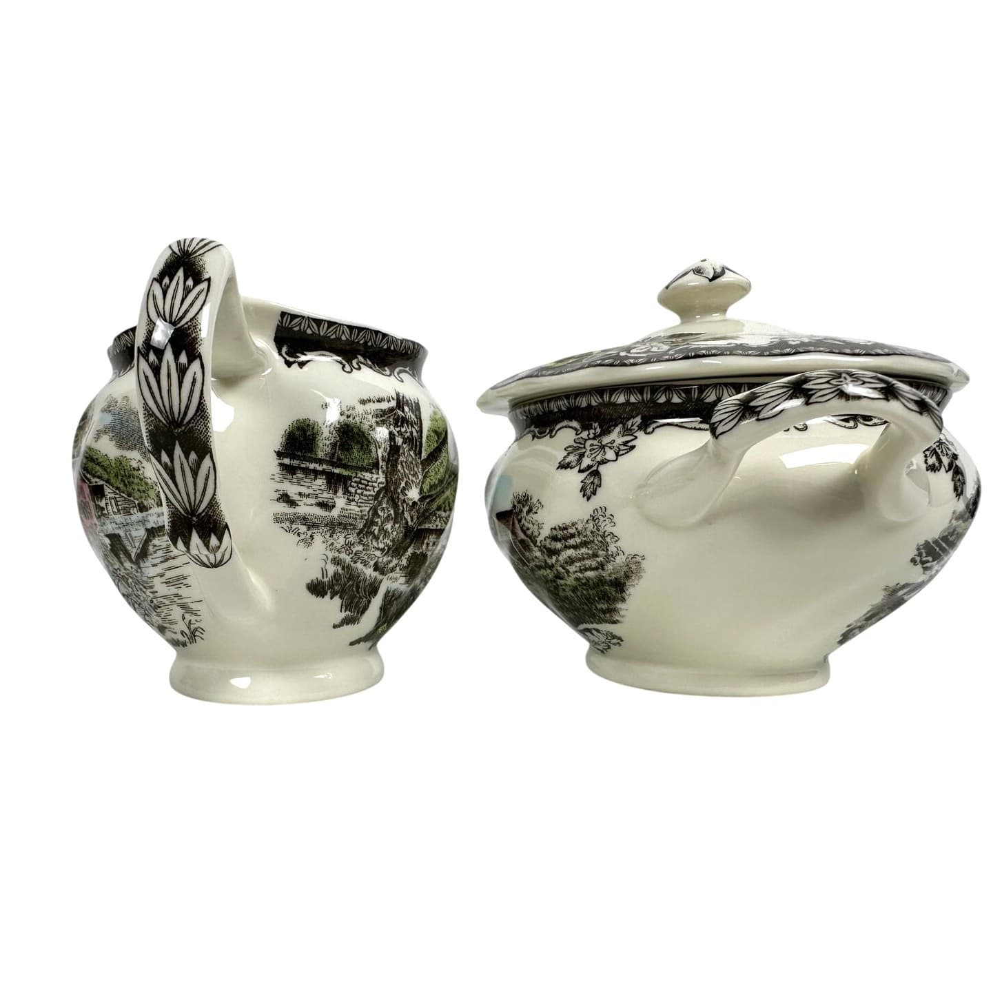 Johnson Bros Friendly Village England Vintage Creamer & Sugar Bowl w/Lid - Thumbnail 3