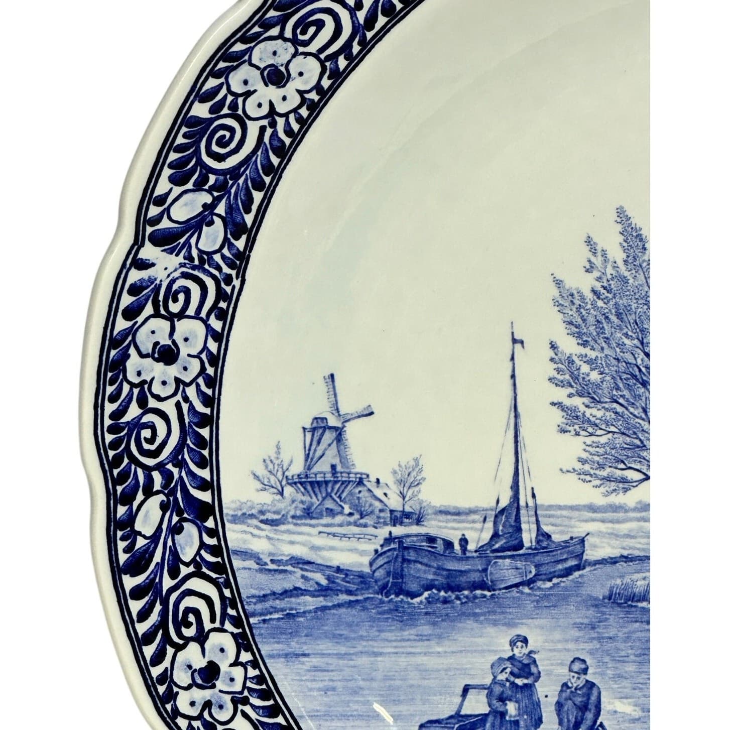 Royal Sphinx Maastricht Delftware MidCentury Hand Painted 15.75" Charger Platter - Thumbnail 4