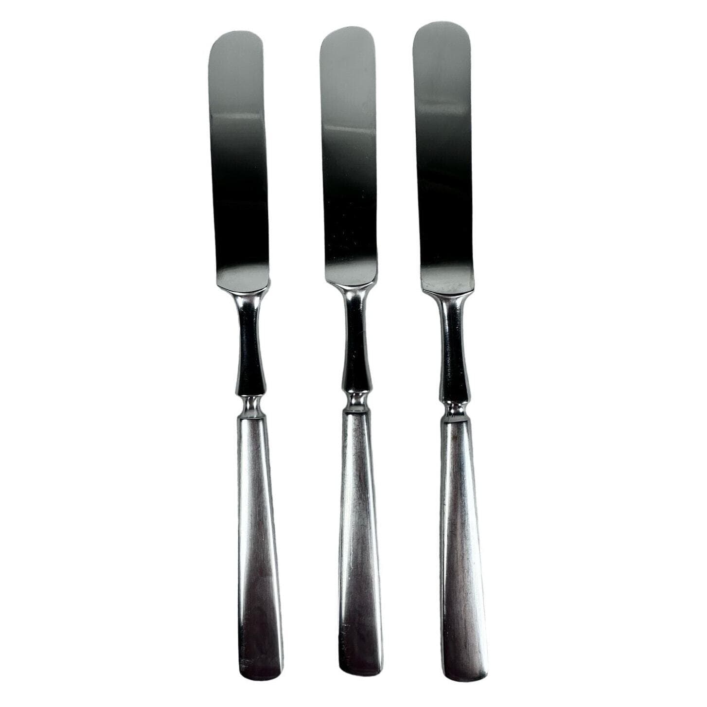 Dansk ANVIL IHQ Japan Vintage 1980s Stainless Satin BLUNT KNIVES 8 3/8"-Set of 3