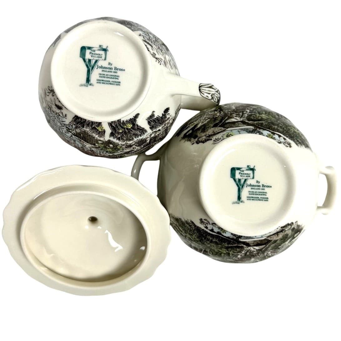 Johnson Bros Friendly Village England Vintage Creamer & Sugar Bowl w/Lid - Thumbnail 9