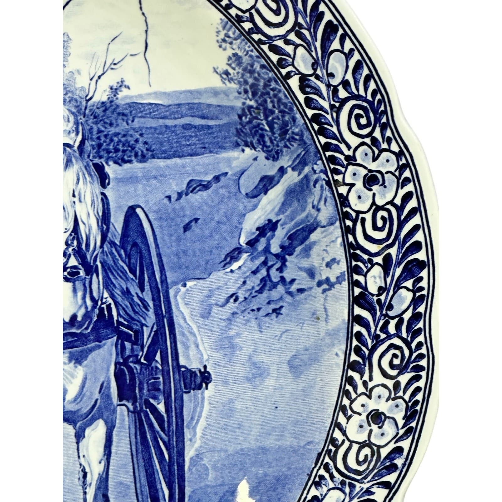 Royal Sphinx Maastricht Delftware MidCentury Handpainted 15.75" Carriage Platter - Thumbnail 5
