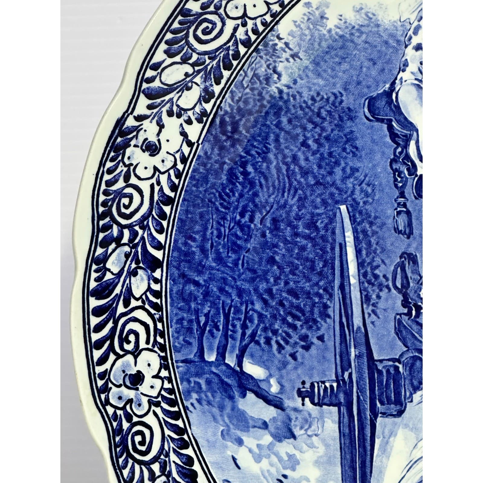Royal Sphinx Maastricht Delftware MidCentury Handpainted 15.75" Carriage Platter - Thumbnail 4