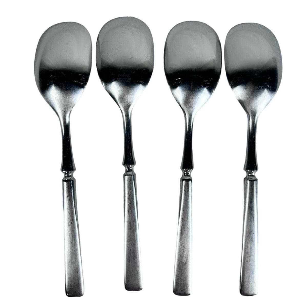 Dansk ANVIL IHQ Japan Vintage 1980s Stainless Satin Soup Spoons-7.75”-Set of 4