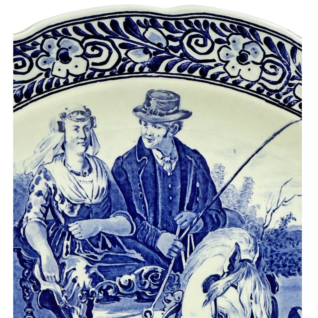 Royal Sphinx Maastricht Delftware MidCentury Handpainted 15.75" Carriage Platter - Thumbnail 12