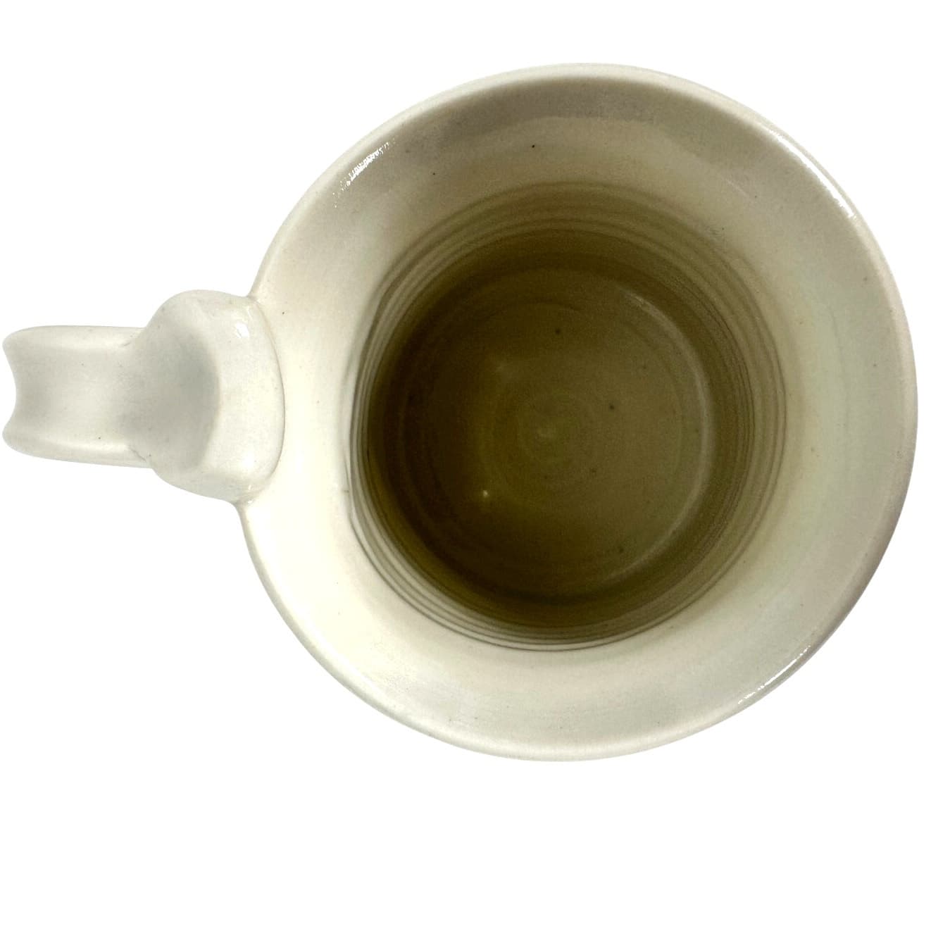 Hand Crafted Pottery Round Coffee Mug with Floral Blue Band-Comfy Handle-Mint! - Thumbnail 5