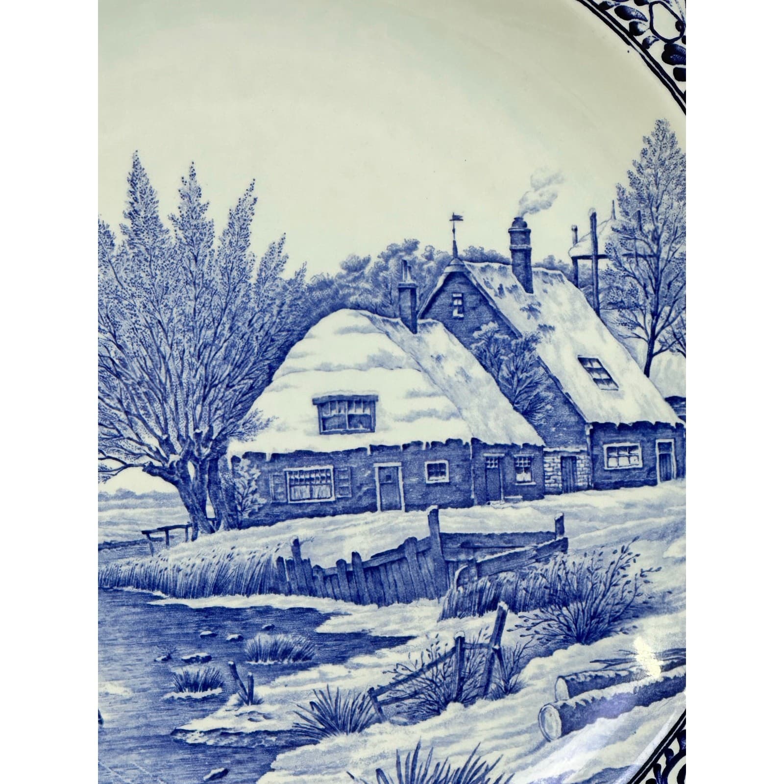 Royal Sphinx Maastricht Delftware MidCentury Hand Painted 15.75" Charger Platter - Thumbnail 3
