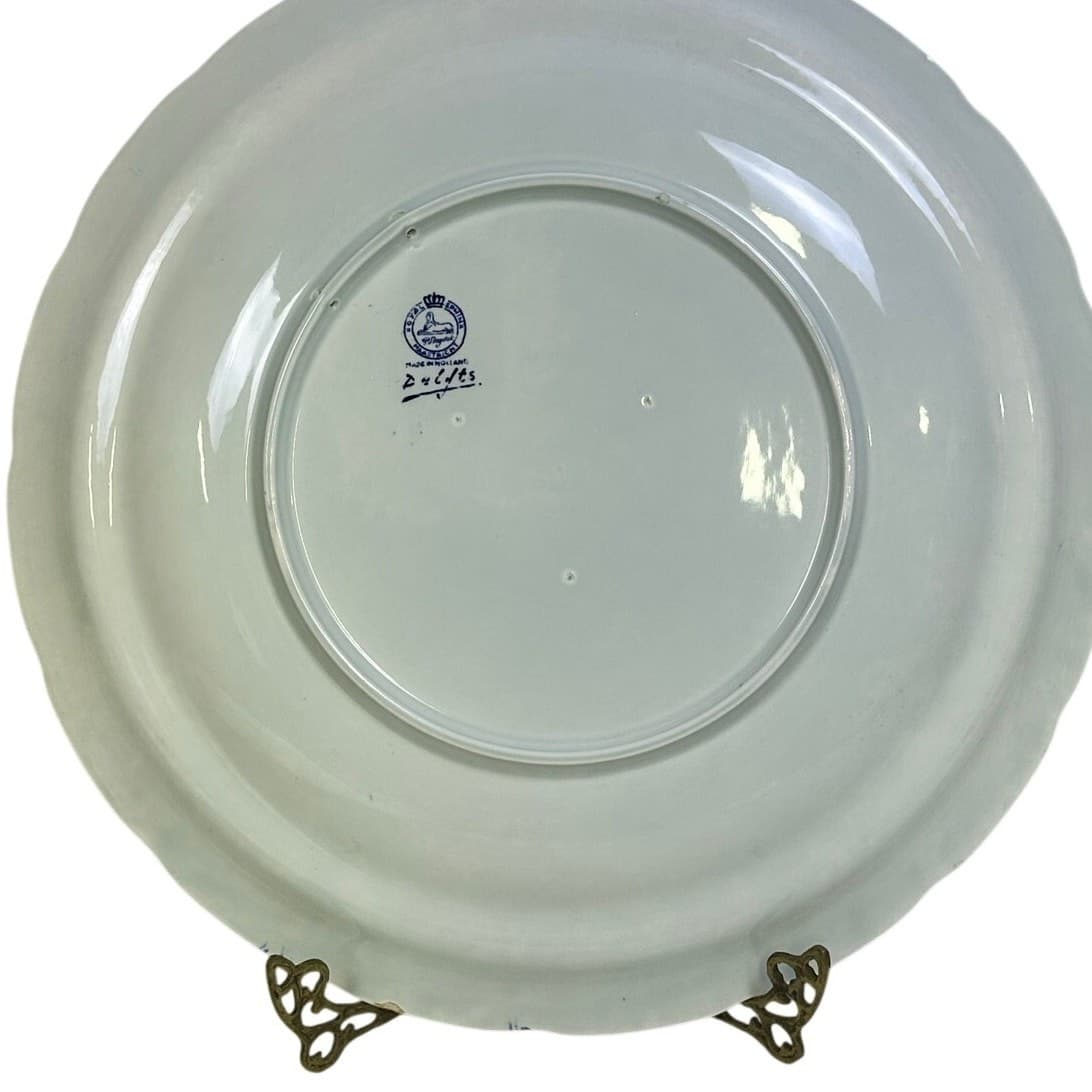 Royal Sphinx Maastricht Delftware MidCentury Hand Painted 15.75" Charger Platter - Thumbnail 9