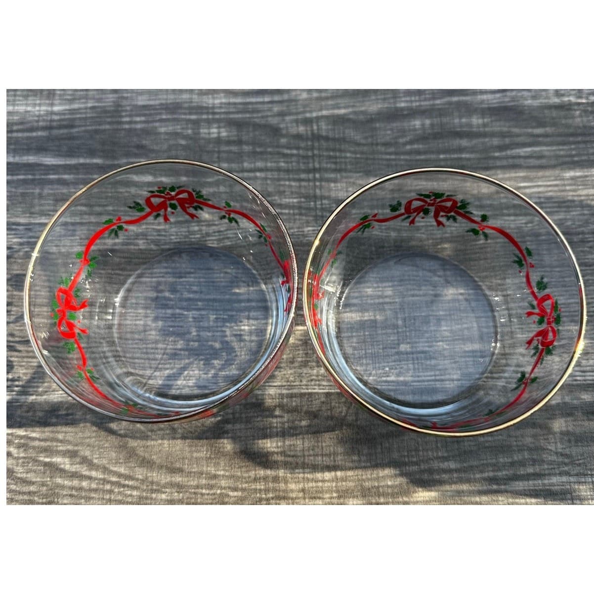 Libbey Vintage Christmas Holly Berry Gold Rim 4 Irish Coffee Mugs/2 Fruit Bowls - Thumbnail 5