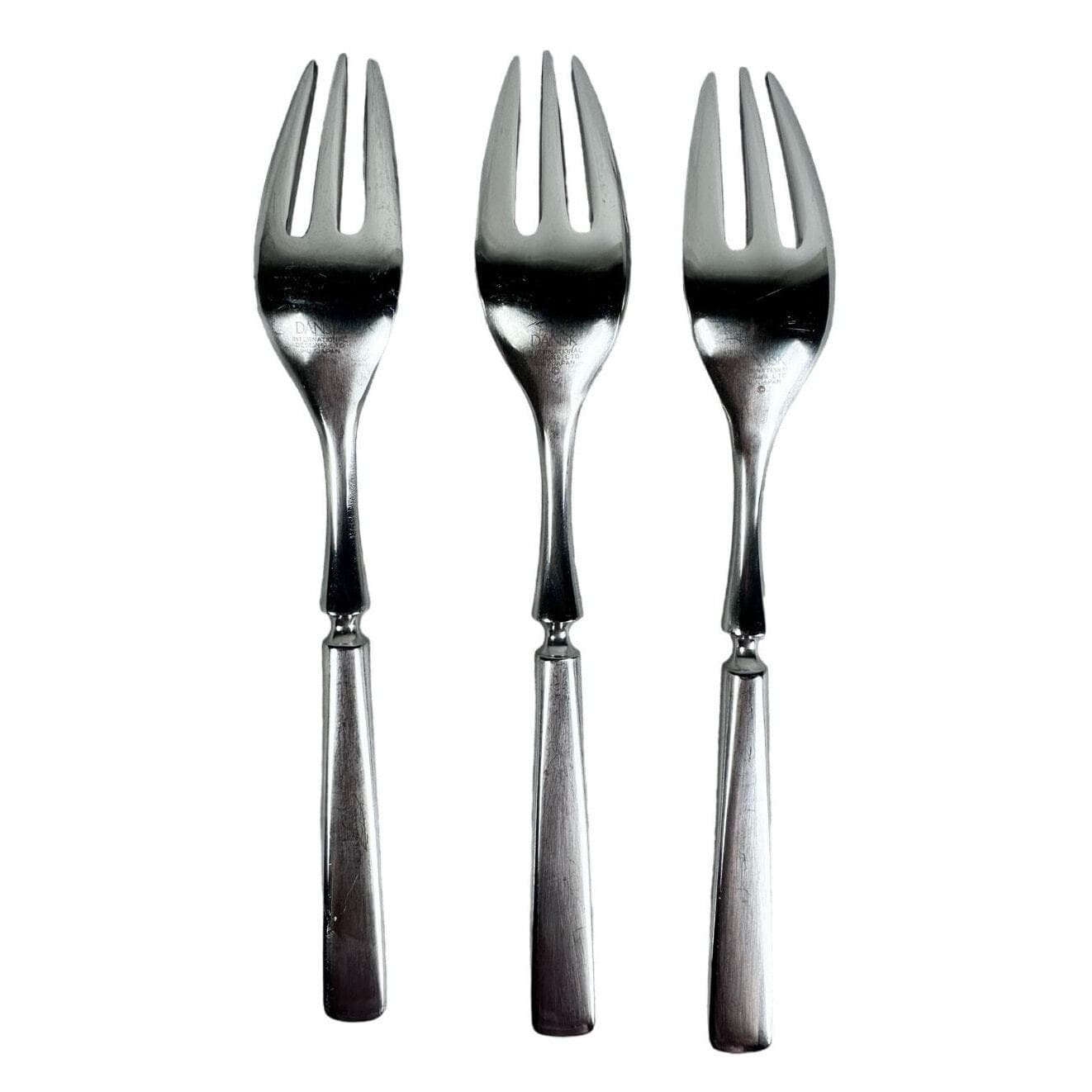 Dansk ANVIL IHQ Japan vintage 1980s Stainless Satin SALAD FORKS-6 7/8”-Set of 3 - Thumbnail 3