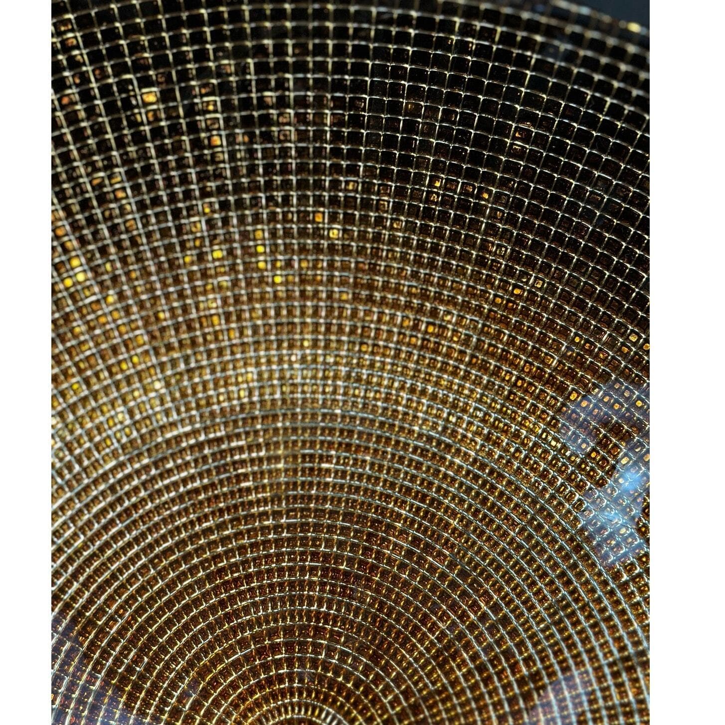 Bronze Gold Art Glass Design Large Centerpiece Scalloped Edge Bowl-16" Diameter! - Thumbnail 6