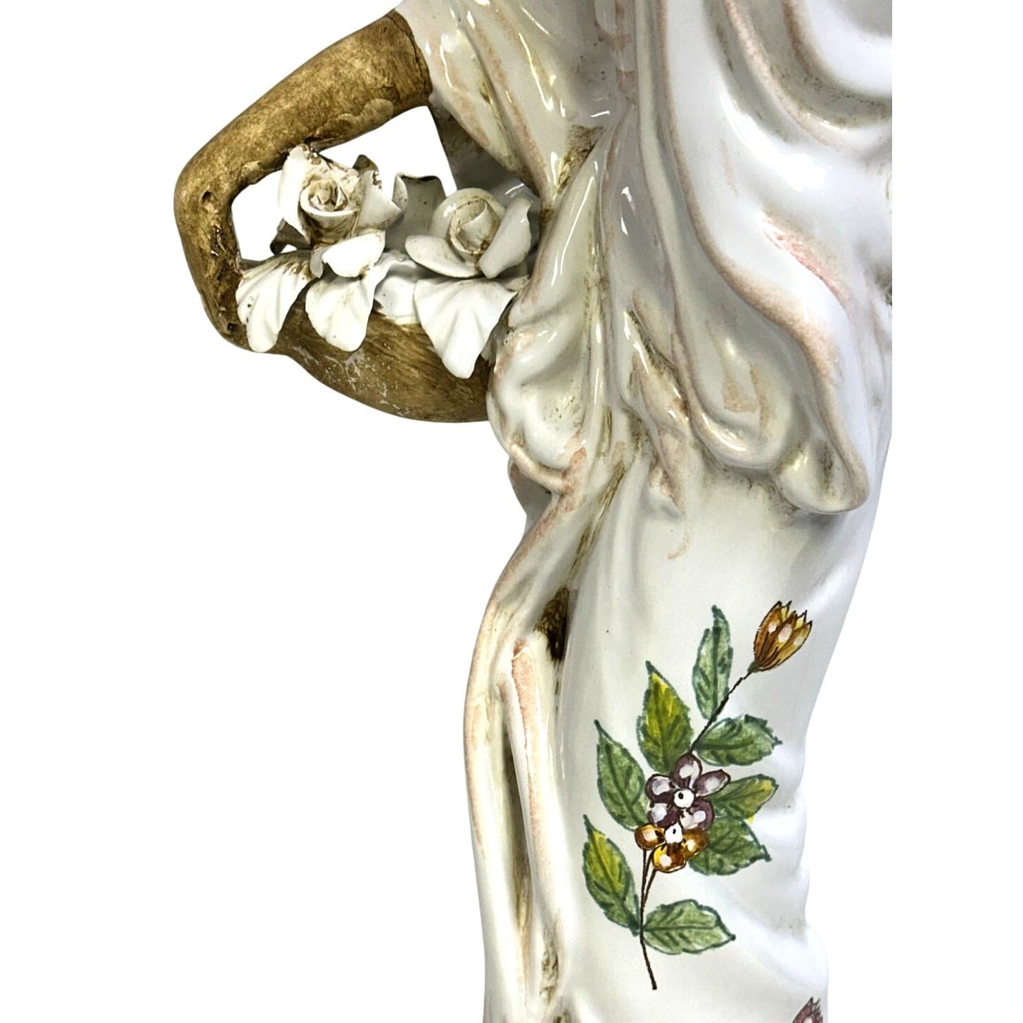 Ugo Zaccagnini Style Porcelain Chinese Man and Woman 22.5" Vintage Figurines - Thumbnail 4