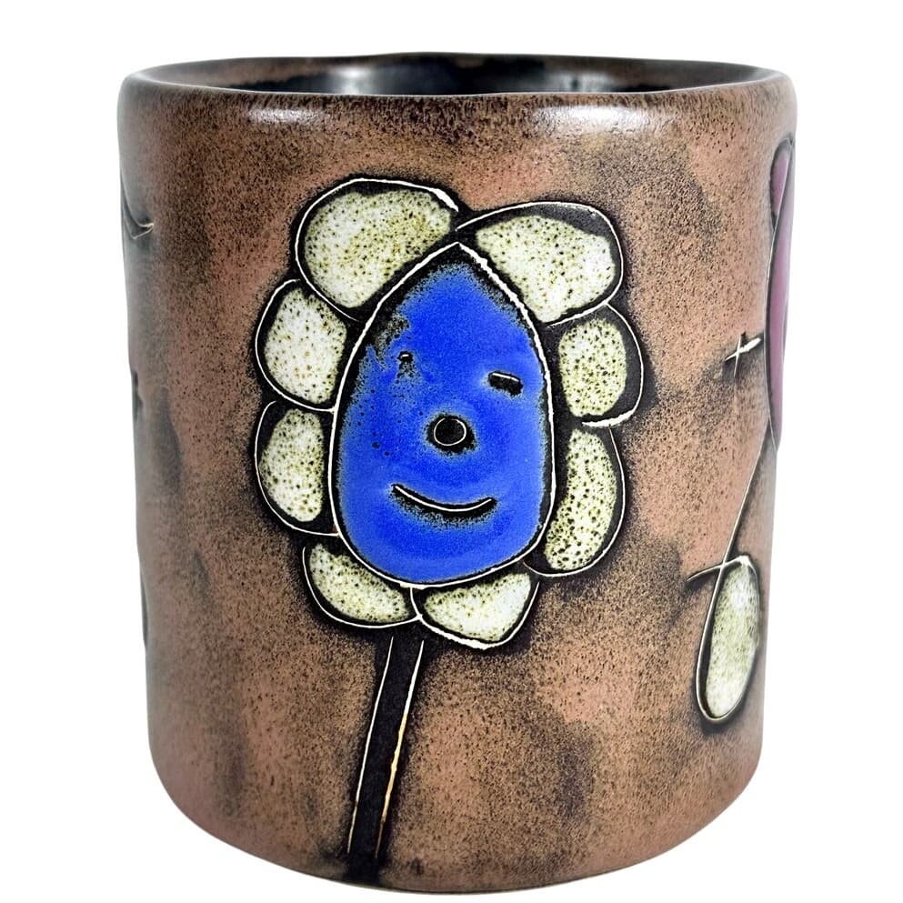 Art Pottery Coffee Mug Boy Girl Flowers Designed by Patrick Mexico-Excellent! - Thumbnail 2