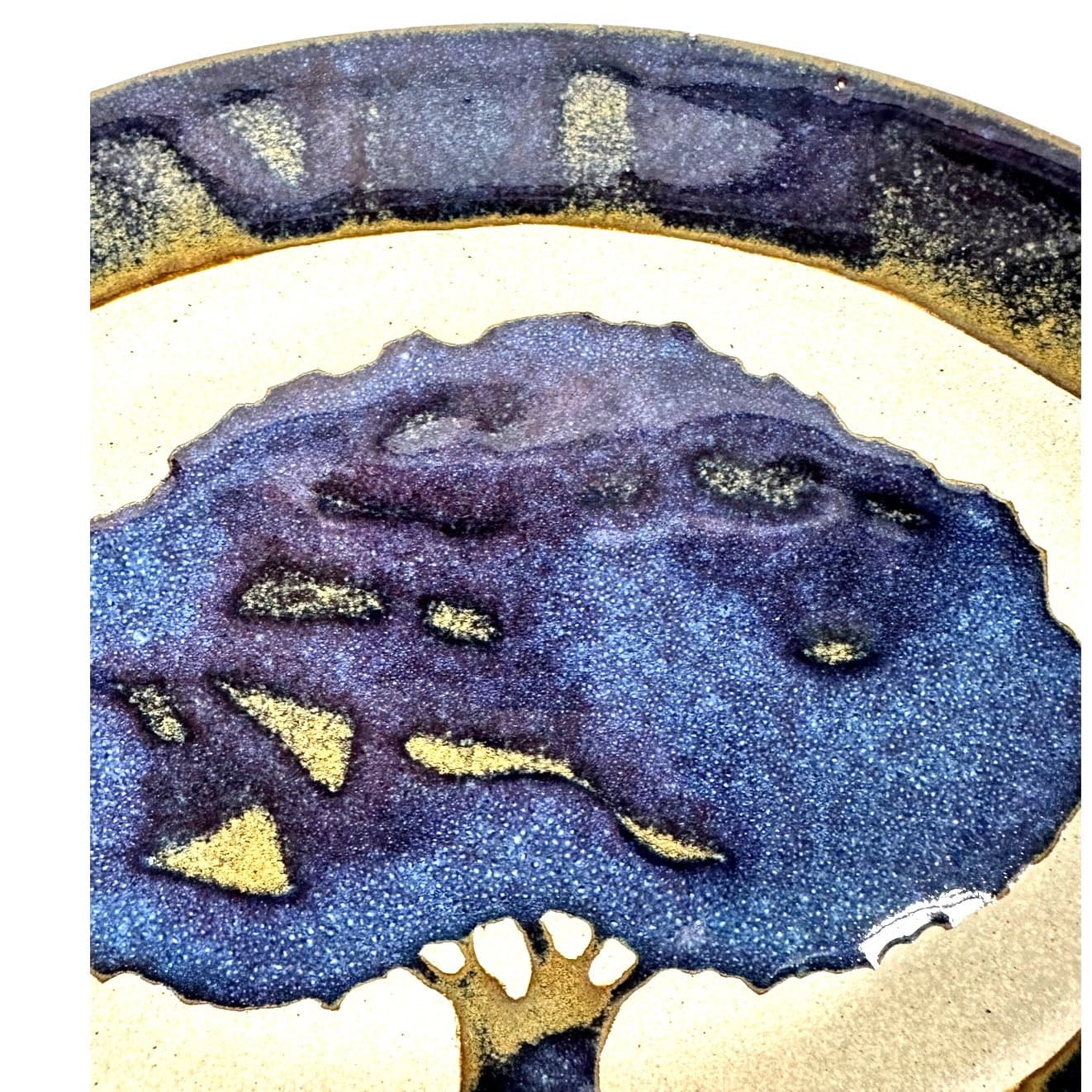 Labaire Pottery Blue Signed Tree of Life Oval 10.75" Serving Platter-Excellent! - Thumbnail 4