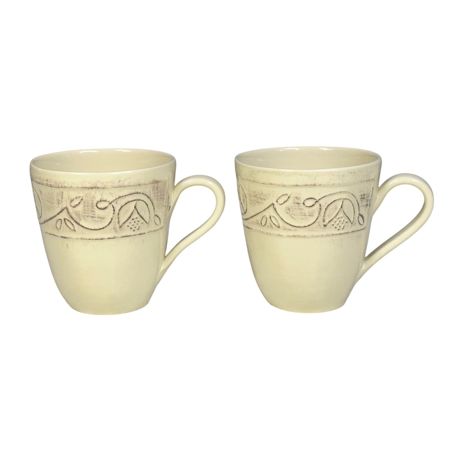 Crate & Barrel Lucera Italy Stoneware Coffee Tea Latte 4.5" Large Mugs-Set of 2