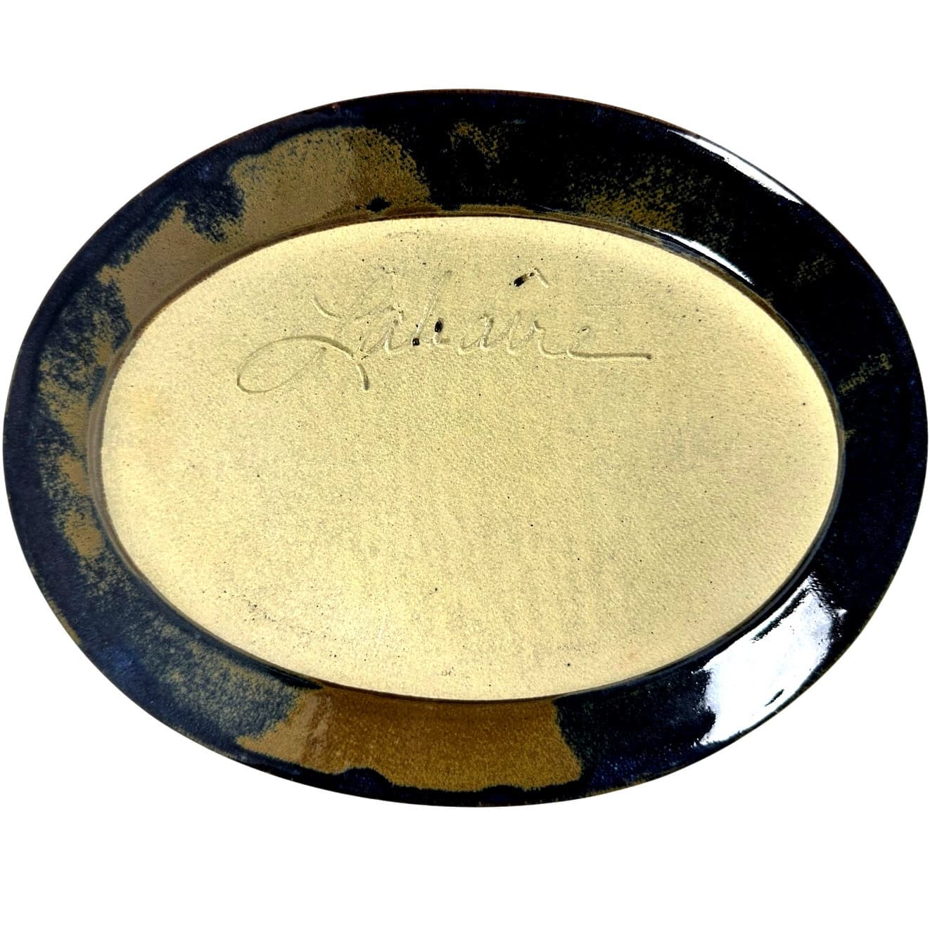 Labaire Pottery Blue Signed Tree of Life Oval 10.75" Serving Platter-Excellent! - Thumbnail 7