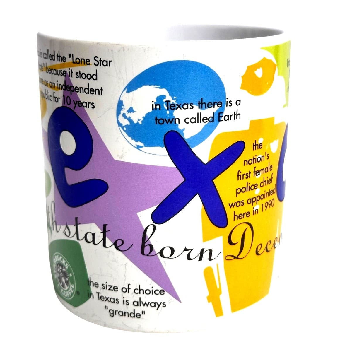 Starbucks 1997 Vintage Texas States of Beans Retro 20 oz Coffee/Latte Mug - Thumbnail 2