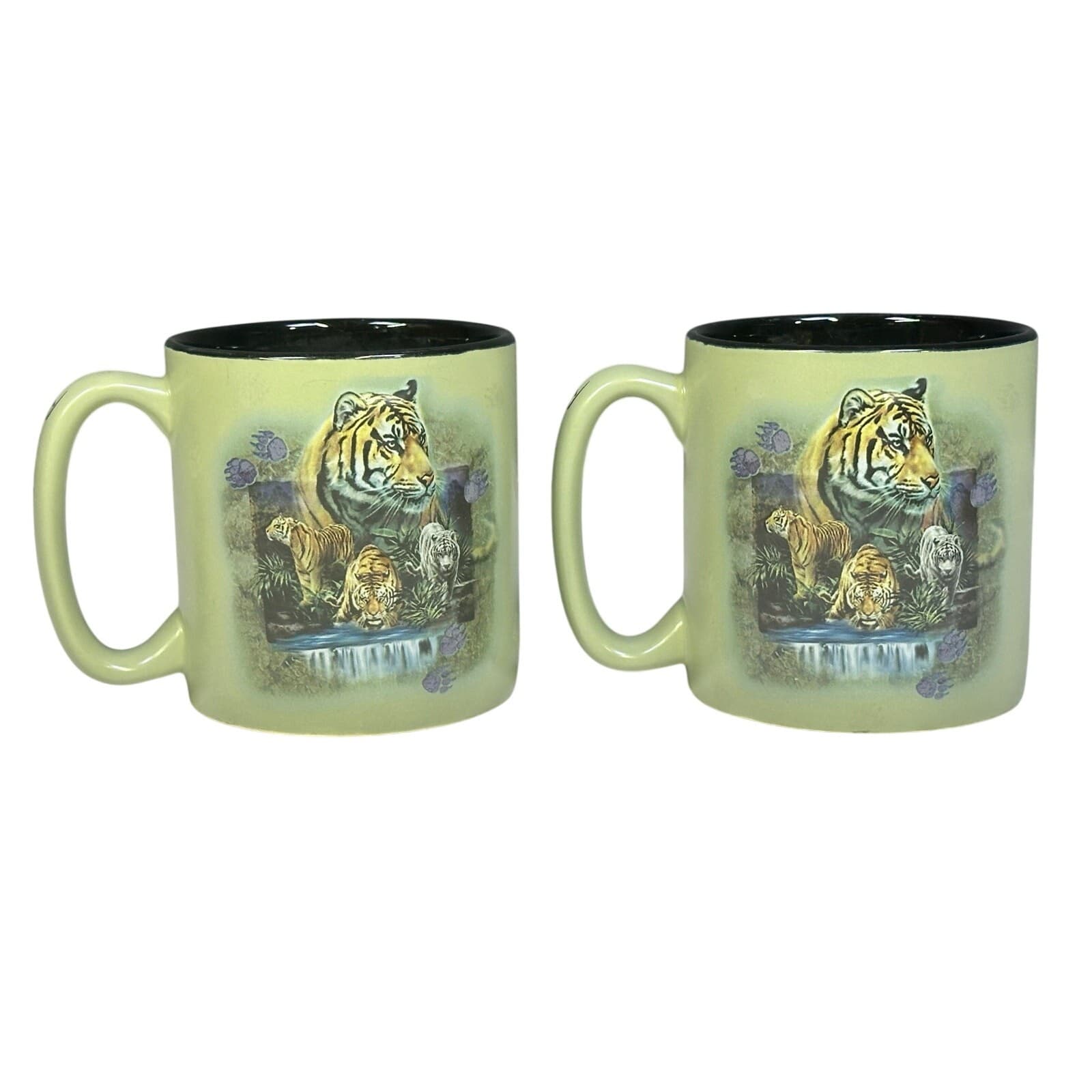 Busch Gardens Three-Dimensional Tigers Large Coffee Latte Cocoa Mugs-Set of 2