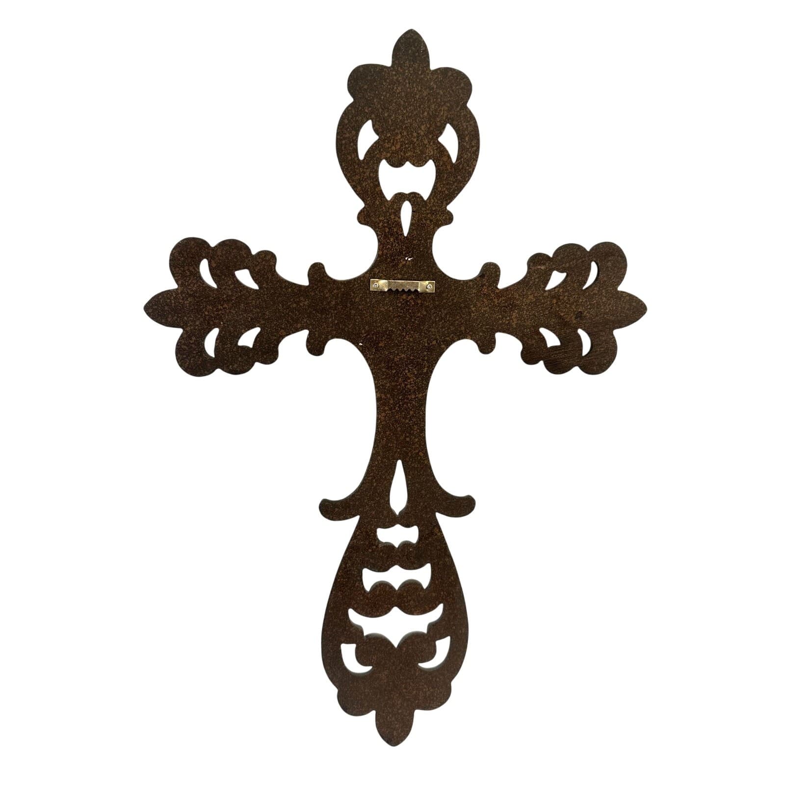 Intricate Design Decorative Large Painted Turquoise Accent 19.5"x13" Wall Cross - Thumbnail 4