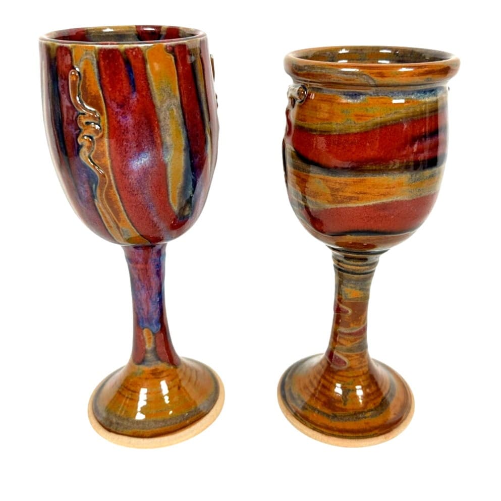 Kurt Glover Pottery 8" Sandia Unique Wine Goblets-Set of 2 - Thumbnail 3