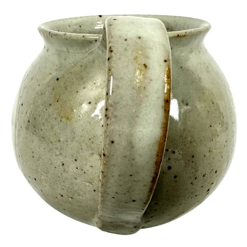 Hand Crafted Artist Signed Pottery Round Coffee Mug Blue Floral Highlight-Mint! - Thumbnail 2