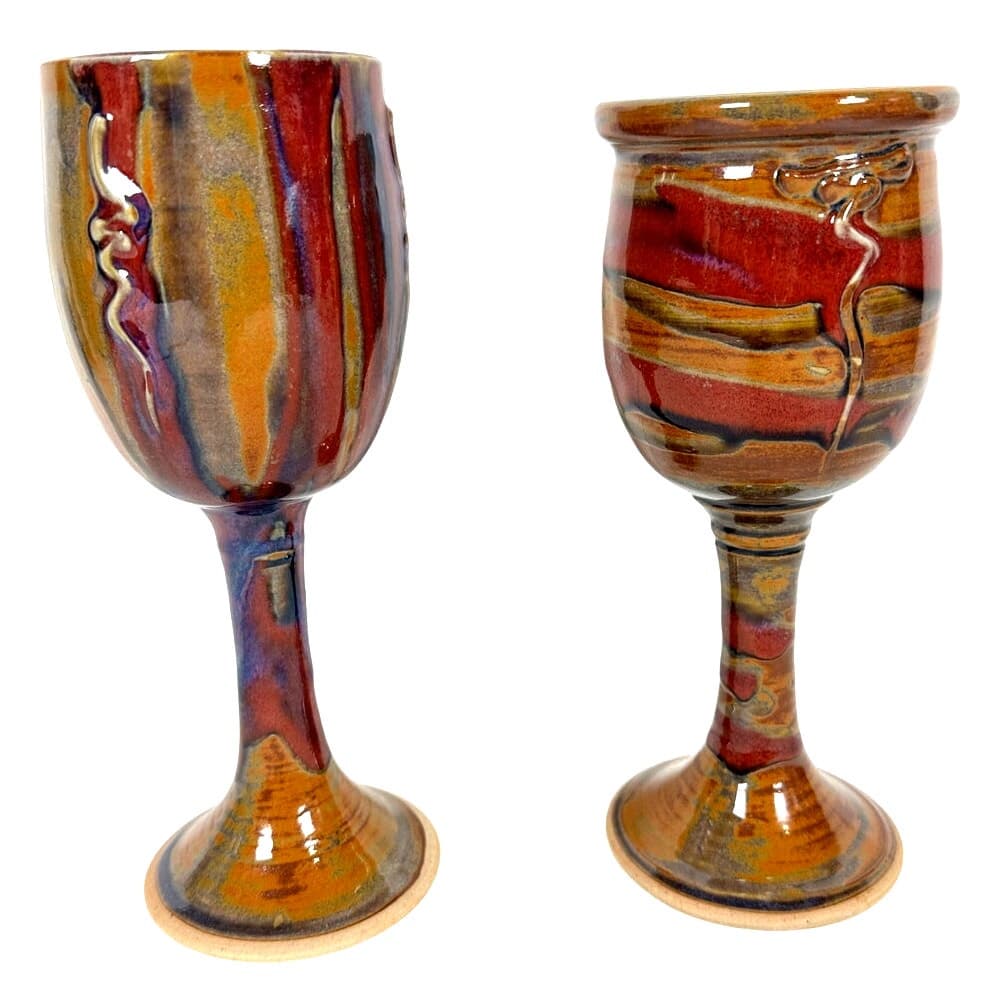 Kurt Glover Pottery 8" Sandia Unique Wine Goblets-Set of 2 - Thumbnail 2