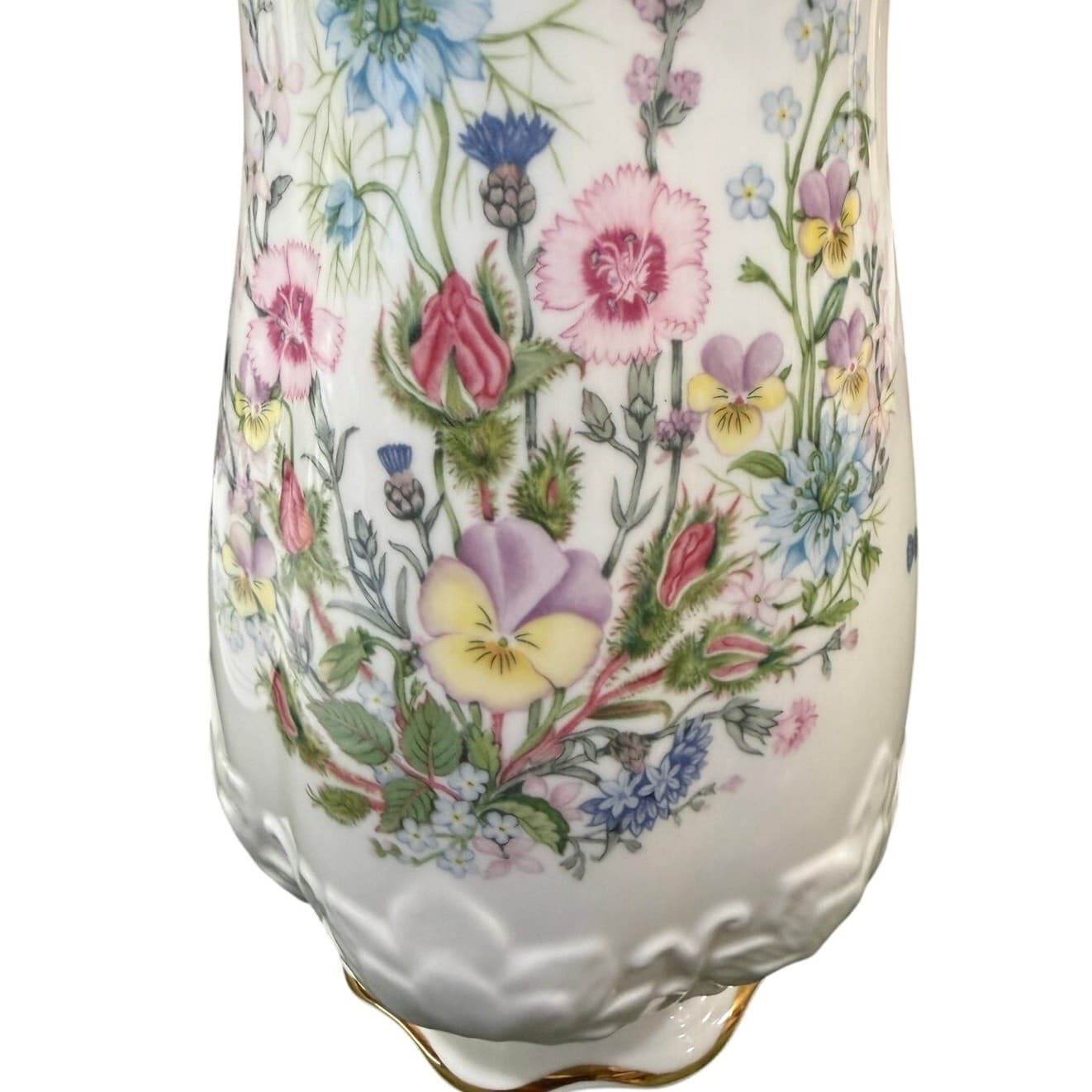 Aynsley Wild Tudor Fine Bone China Vase England 8.25” Floral Gold Trim - Thumbnail 5