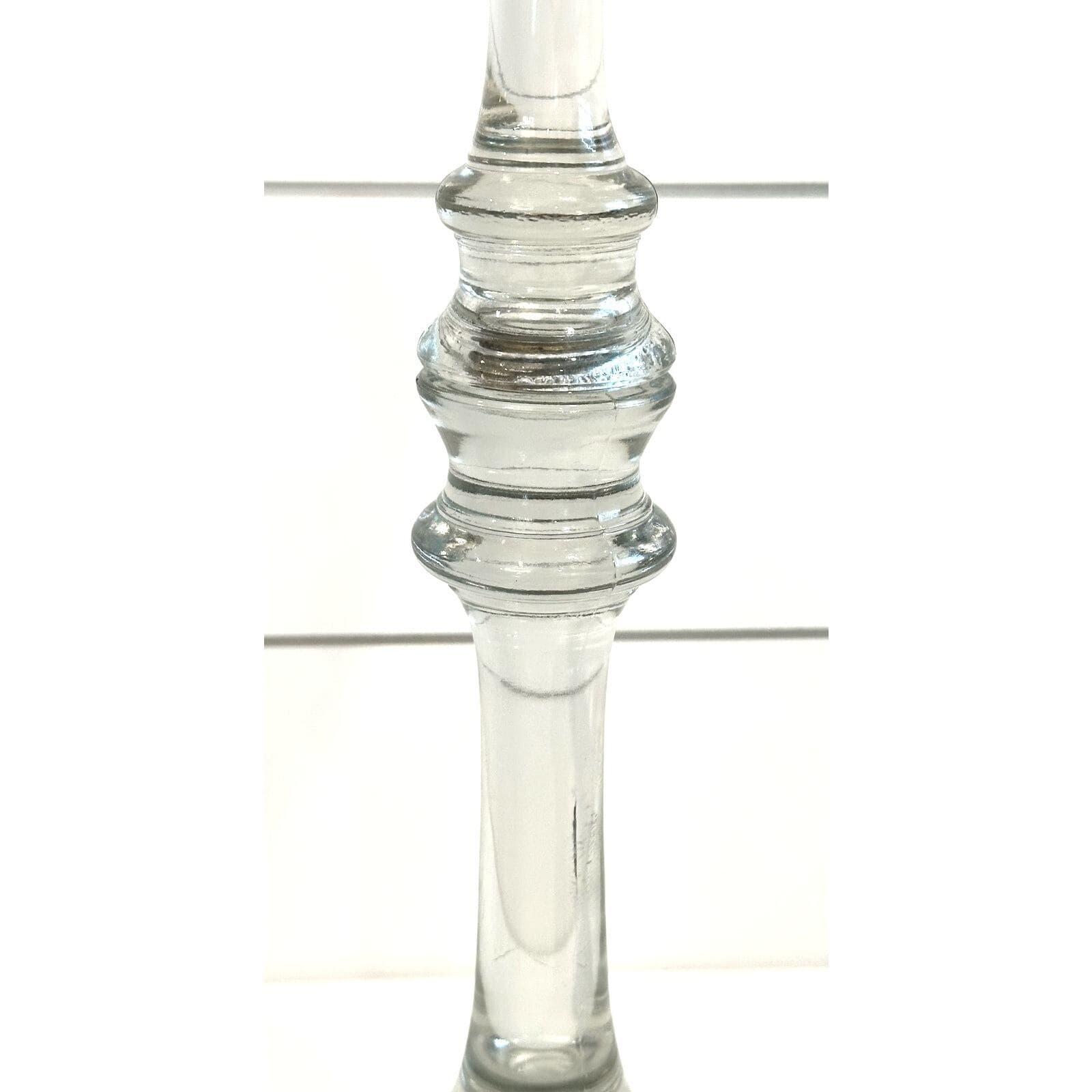 Pressed Glass Vintage 2-Part Screw Apart Candlestick 18.5" Tall-RARE & UNIQUE! - Thumbnail 3