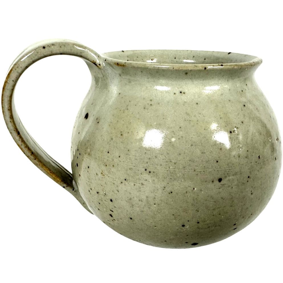 Hand Crafted Artist Signed Pottery Round Coffee Mug Blue Floral Highlight-Mint! - Thumbnail 3