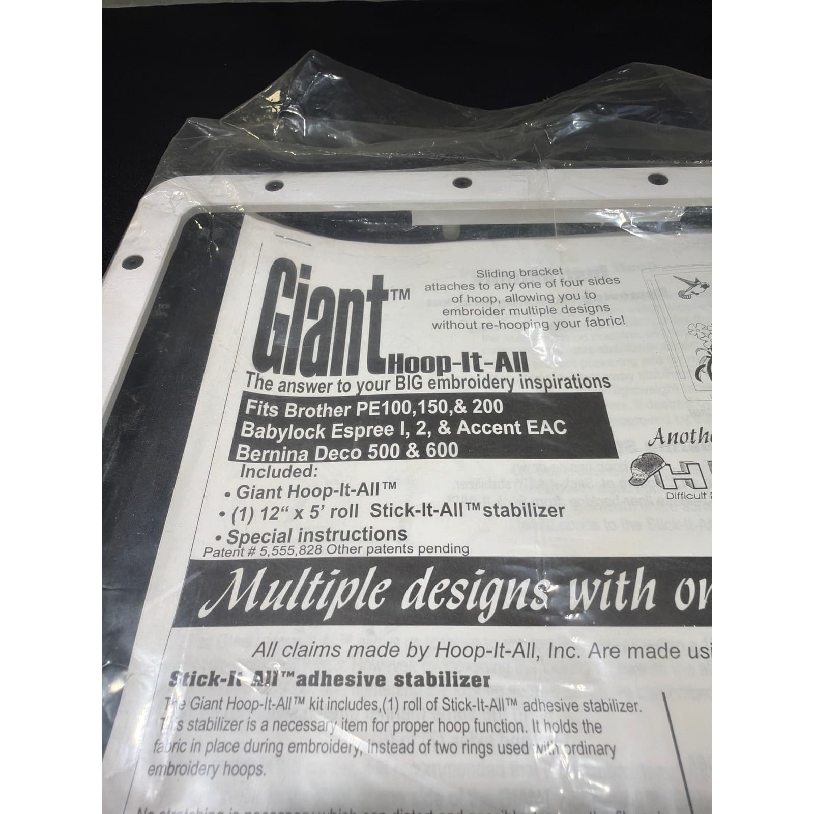 NEW Giant Hoop-It-All Embroidery Hoop Bernina Deco 500-600 Brother PE Babylock - Thumbnail 2