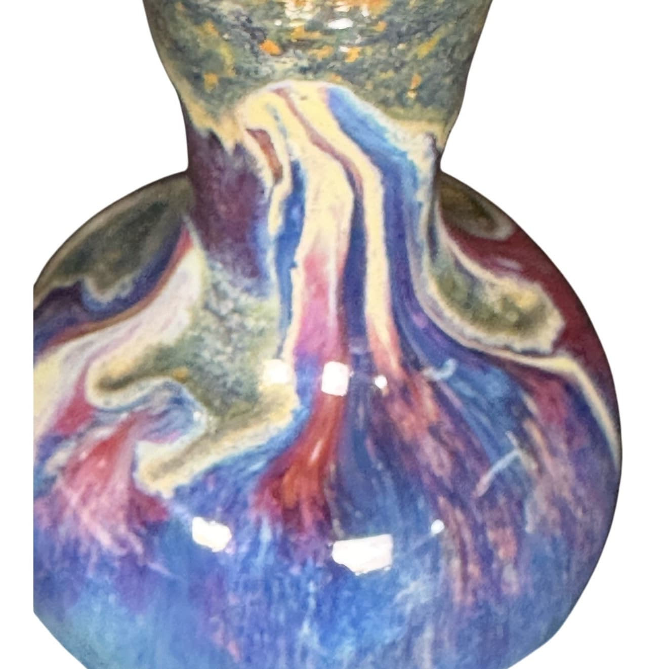 Handcrafted Ceramic Pottery Wine Water Chalice/Goblet 7" Vibrant Colors! - Thumbnail 8