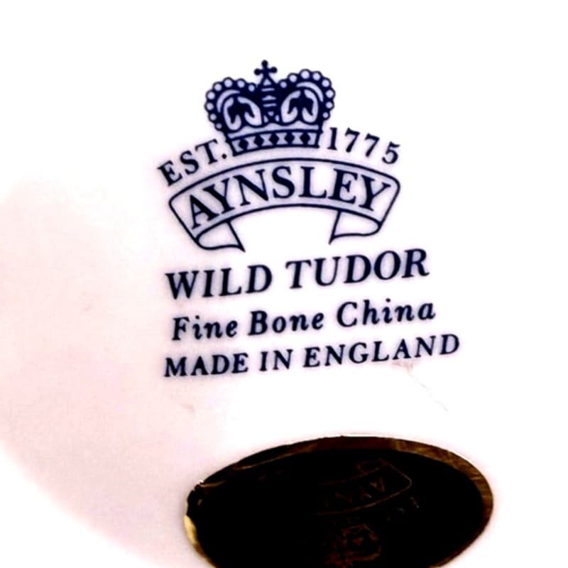 Aynsley Wild Tudor Fine Bone China Vase England 8.25” Floral Gold Trim - Thumbnail 4