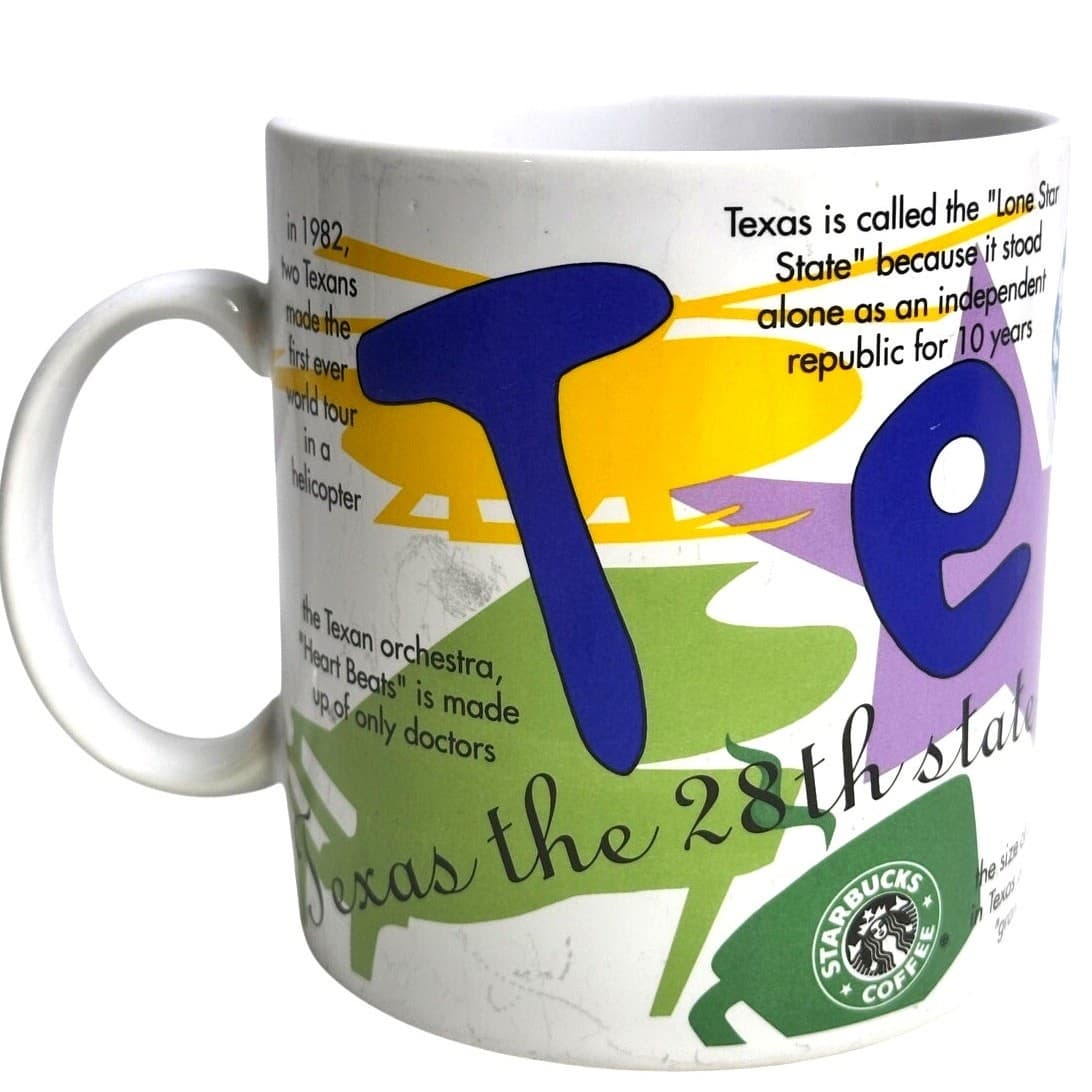 Starbucks 1997 Vintage Texas States of Beans Retro 20 oz Coffee/Latte Mug