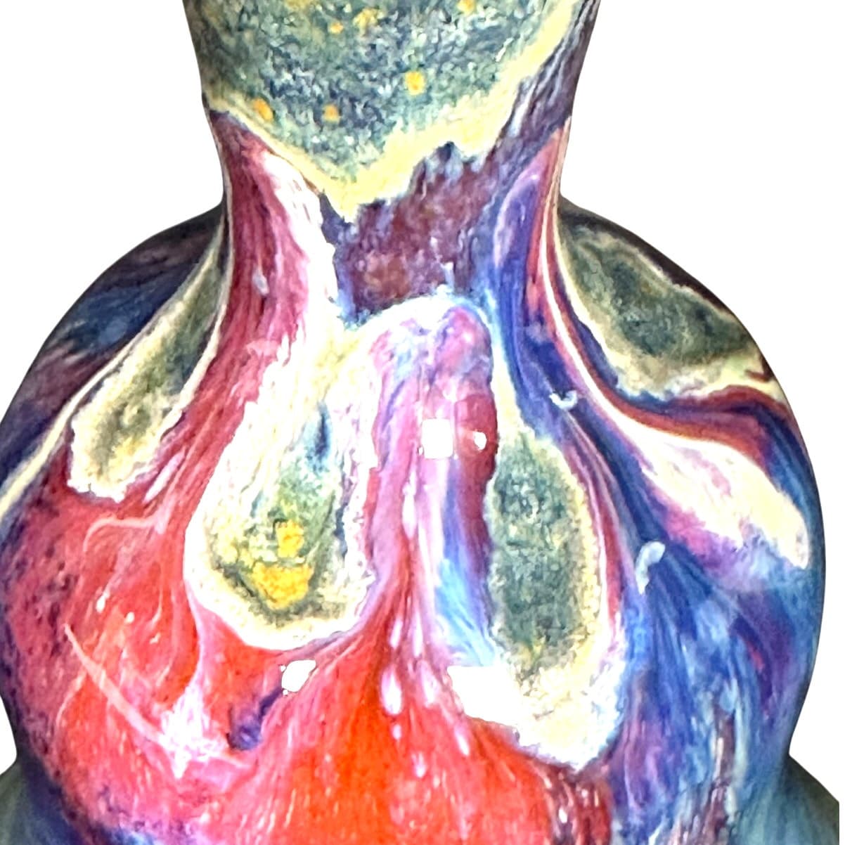 Handcrafted Ceramic Pottery Wine Water Chalice/Goblet 7" Vibrant Colors! - Thumbnail 2