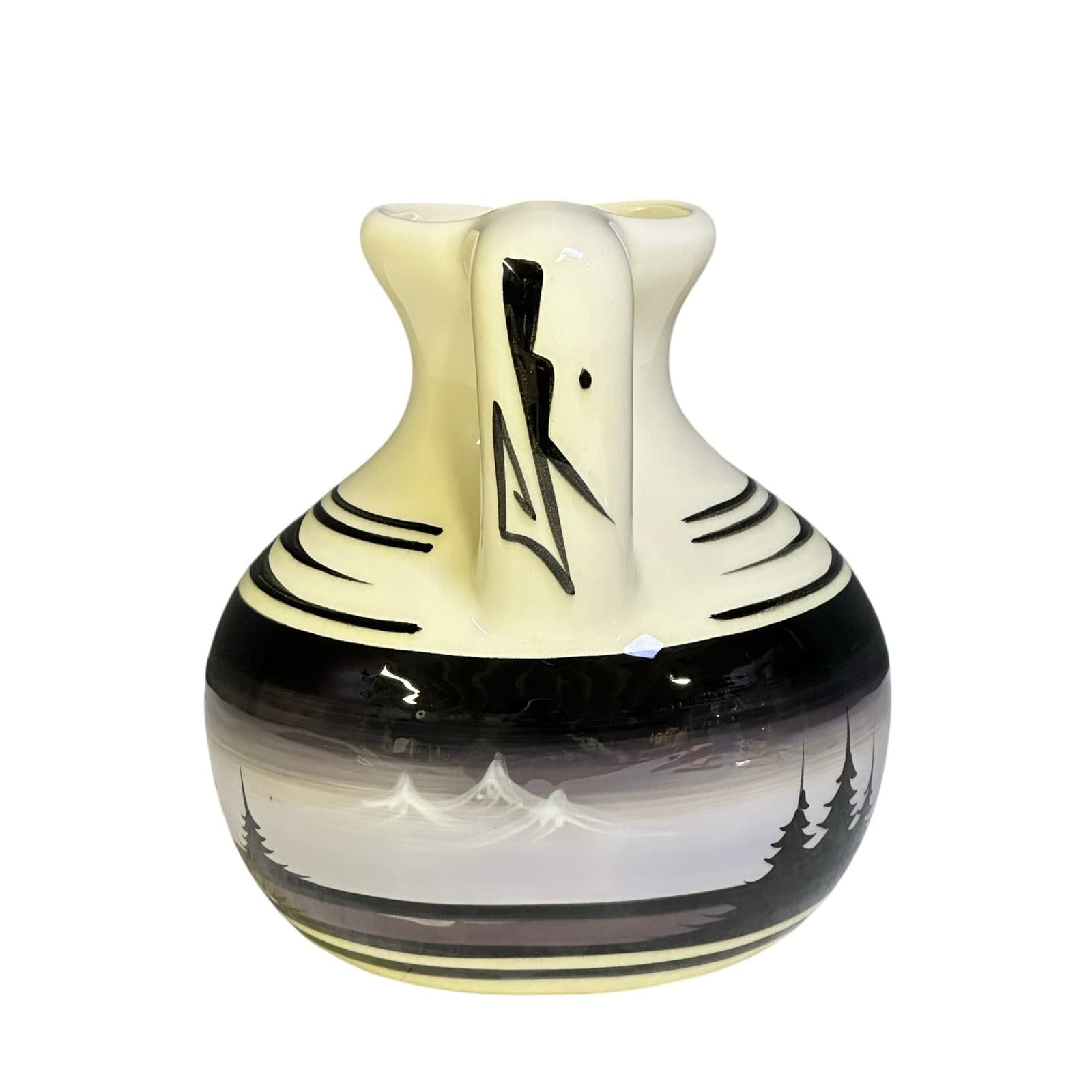 Native American Vintage Artisanal Southwestern Pottery Jug Vase Navajo Signed - Thumbnail 2