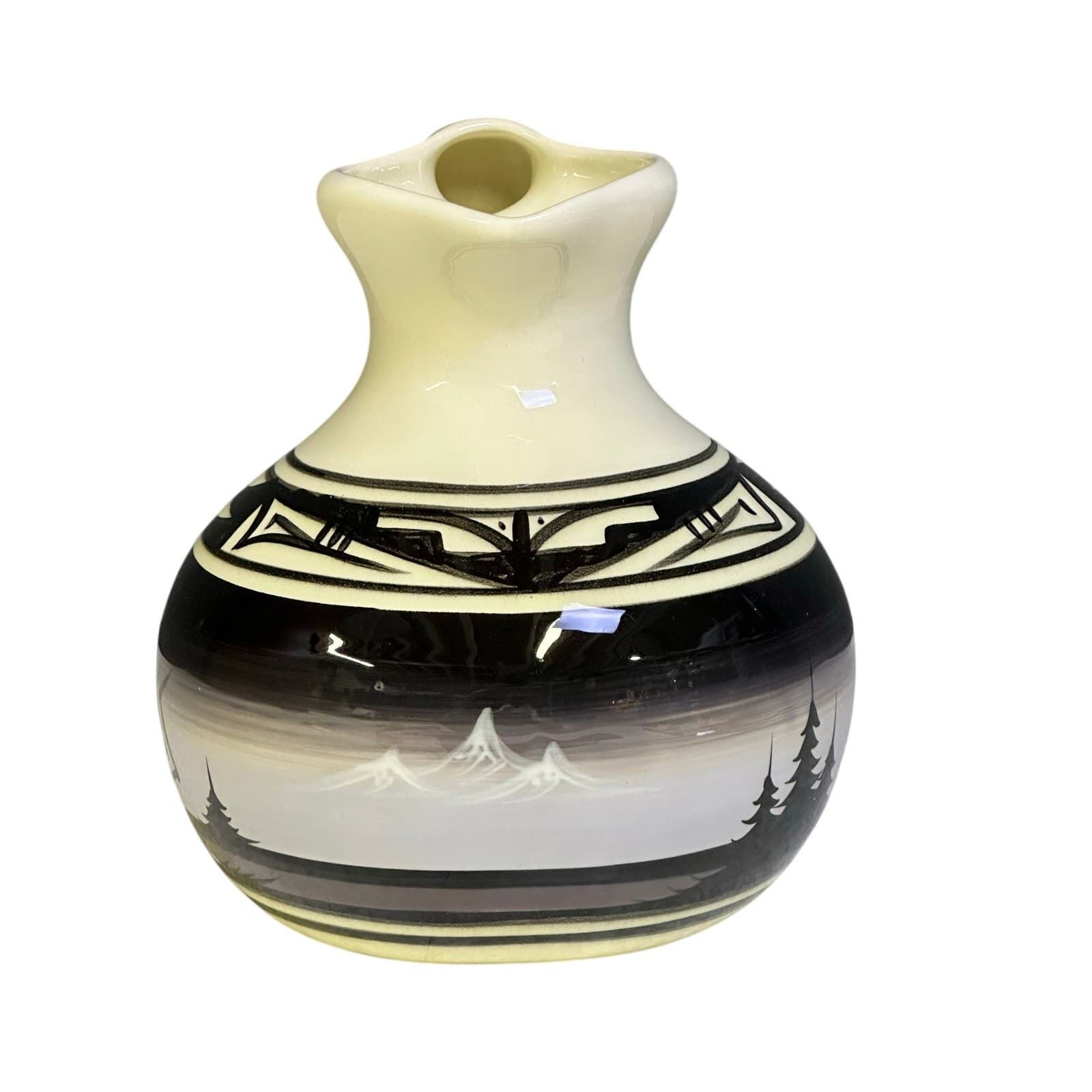 Native American Vintage Artisanal Southwestern Pottery Jug Vase Navajo Signed - Thumbnail 4