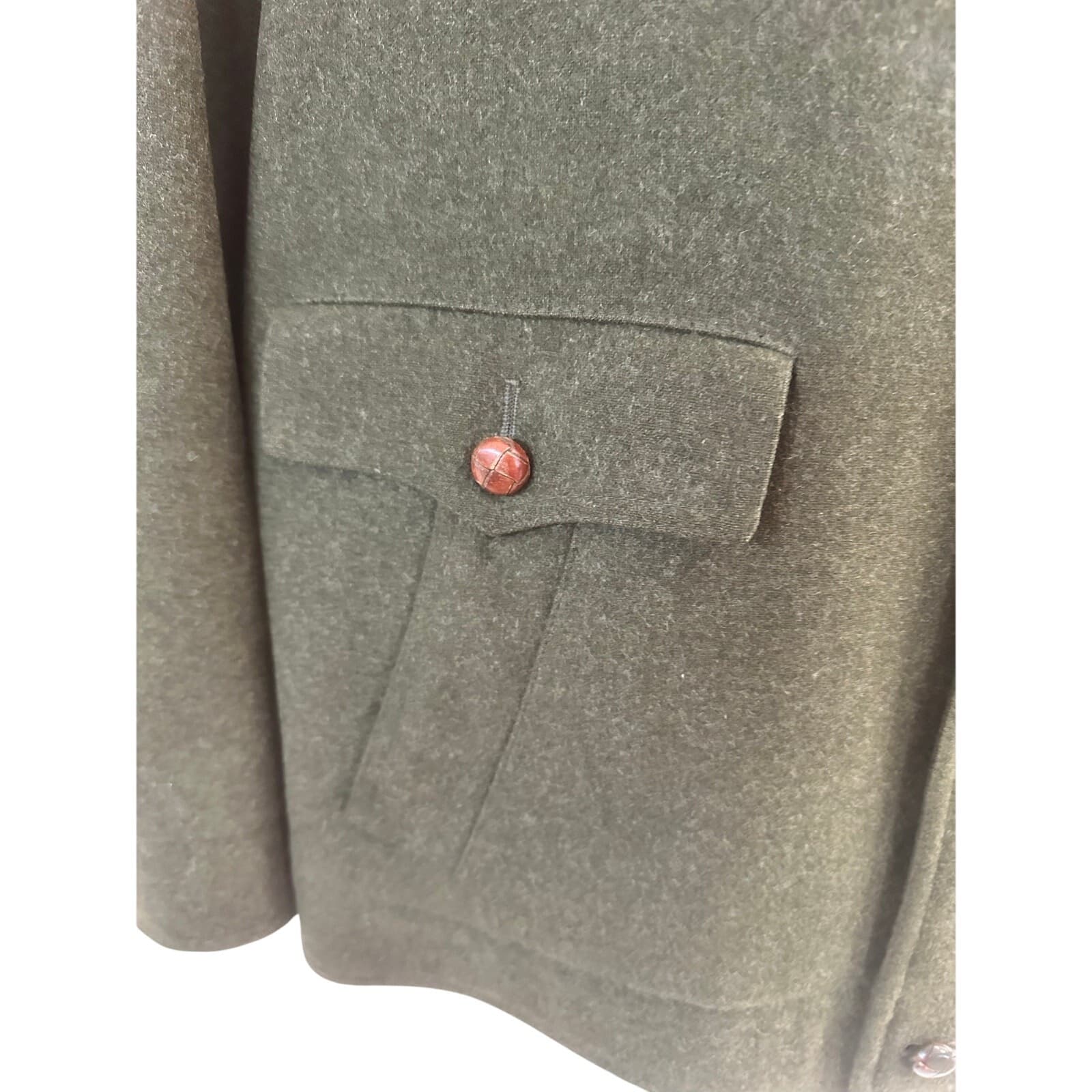 Weyrer Austria 'Ravit Modell' Wool Military Leather Patches Coat Jacket Green L - Thumbnail 4