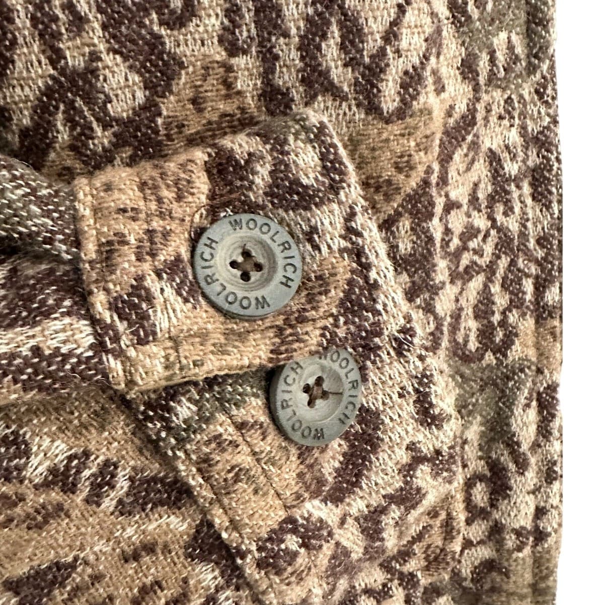 WOOLRICH-RARE Men's Wool Knit Camouflage Hooded Field Jacket Coat Button Front - Thumbnail 8