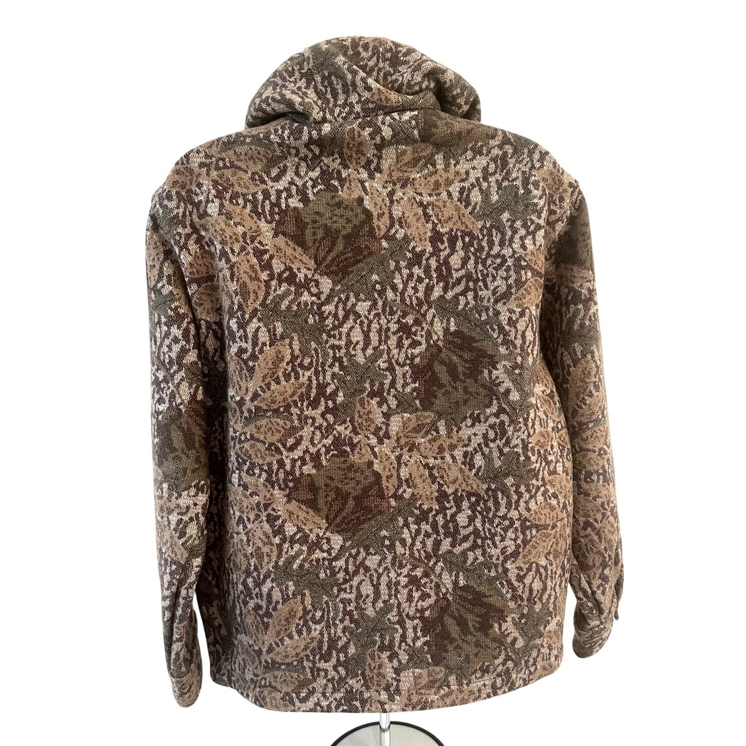 WOOLRICH-RARE Men's Wool Knit Camouflage Hooded Field Jacket Coat Button Front - Thumbnail 4