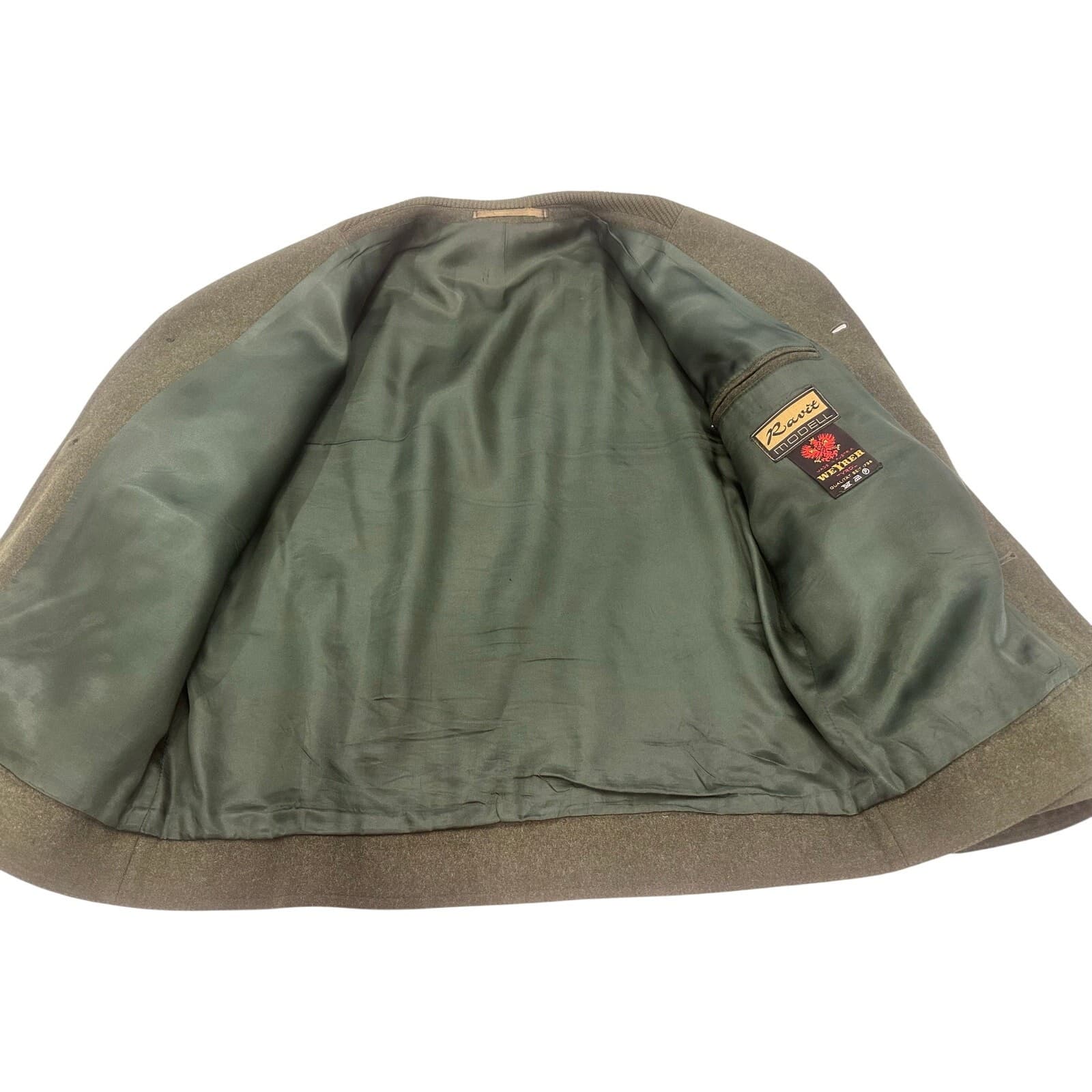 Weyrer Austria 'Ravit Modell' Wool Military Leather Patches Coat Jacket Green L - Thumbnail 11