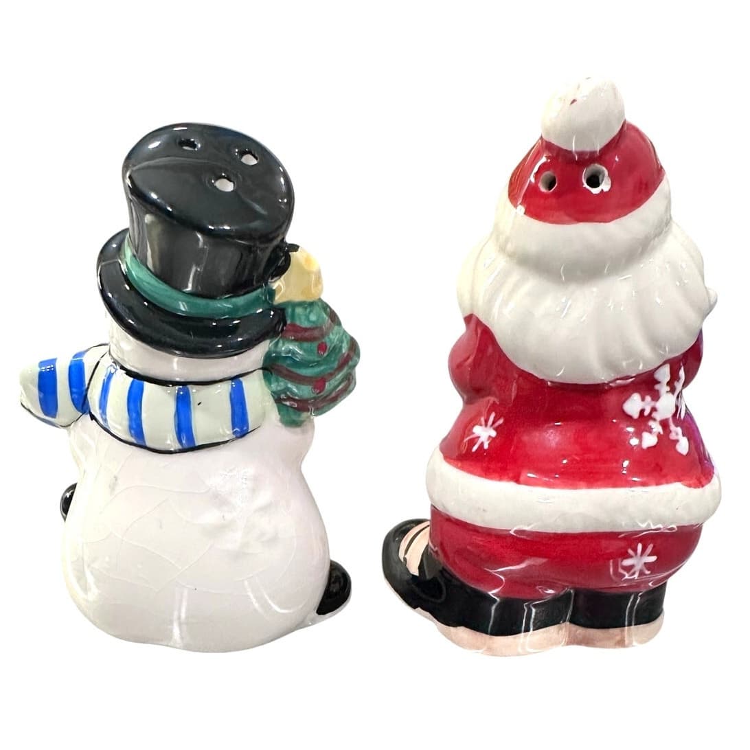 Fitz and Floyd 2011 Bright and Merry Santa Snowman Salt and Pepper Shakers Set! - Thumbnail 2