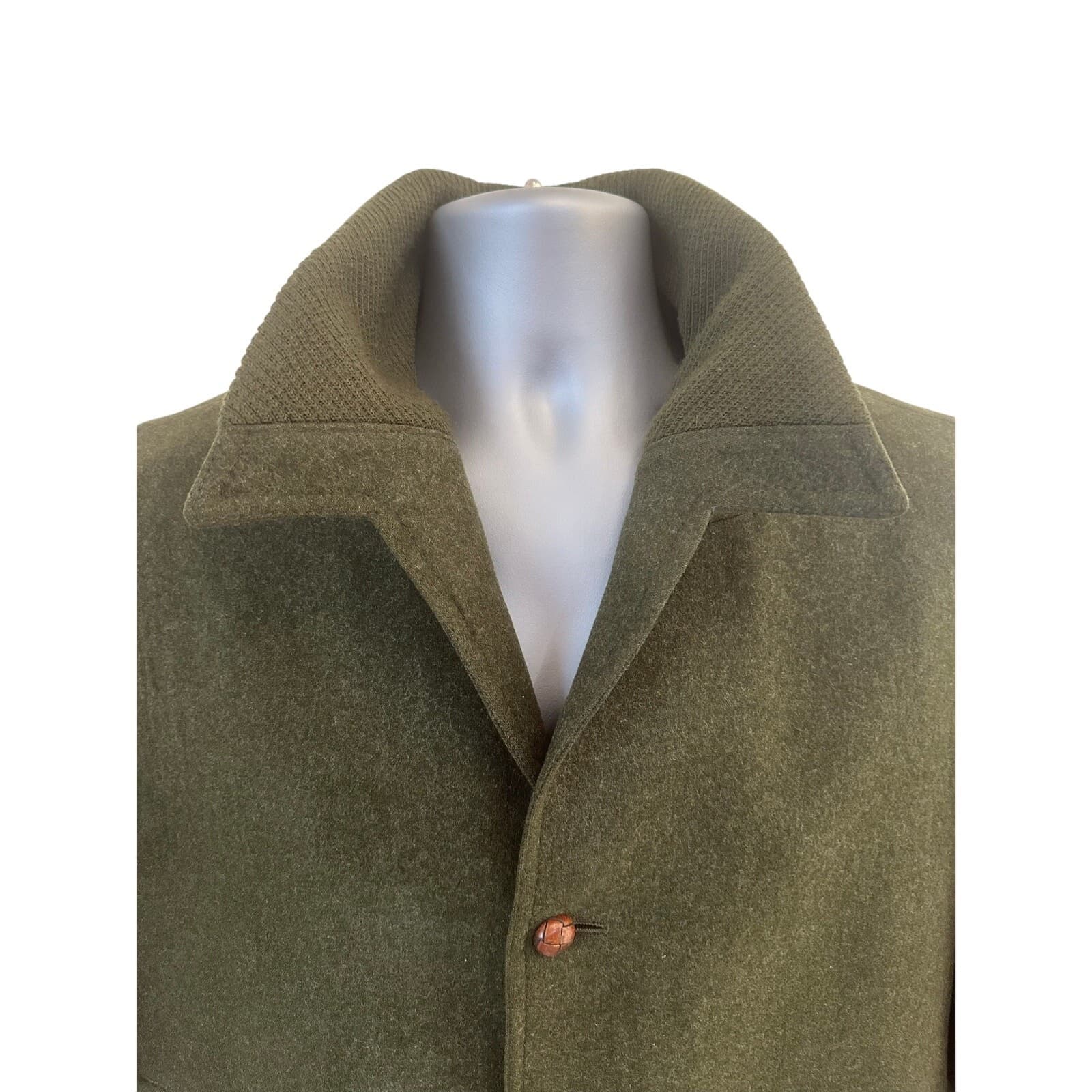 Weyrer Austria 'Ravit Modell' Wool Military Leather Patches Coat Jacket Green L - Thumbnail 5