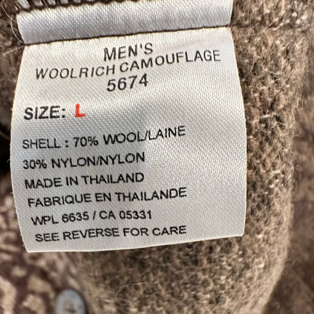 WOOLRICH-RARE Men's Wool Knit Camouflage Hooded Field Jacket Coat Button Front - Thumbnail 12