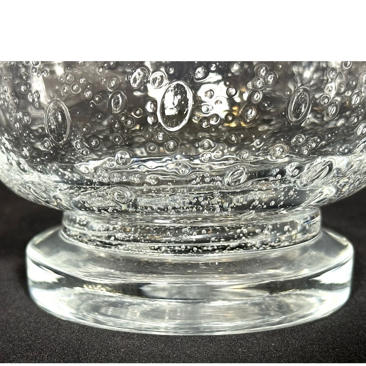 Handblown Bubble Seeded Footed Glass Bowl Vintage 1950's 8"-Excellent Mint! - Thumbnail 3